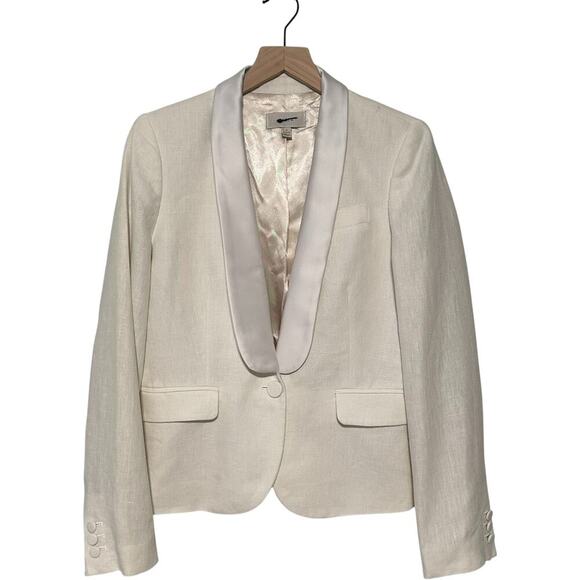 J. Crew Jackets & Blazers - J. Crew Ivory Single Button Linen Blend Blazer with Contrast Satin Collar (6)